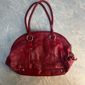 Vintage HOBO International Red Patent Leather Satchel – Gingham Lining